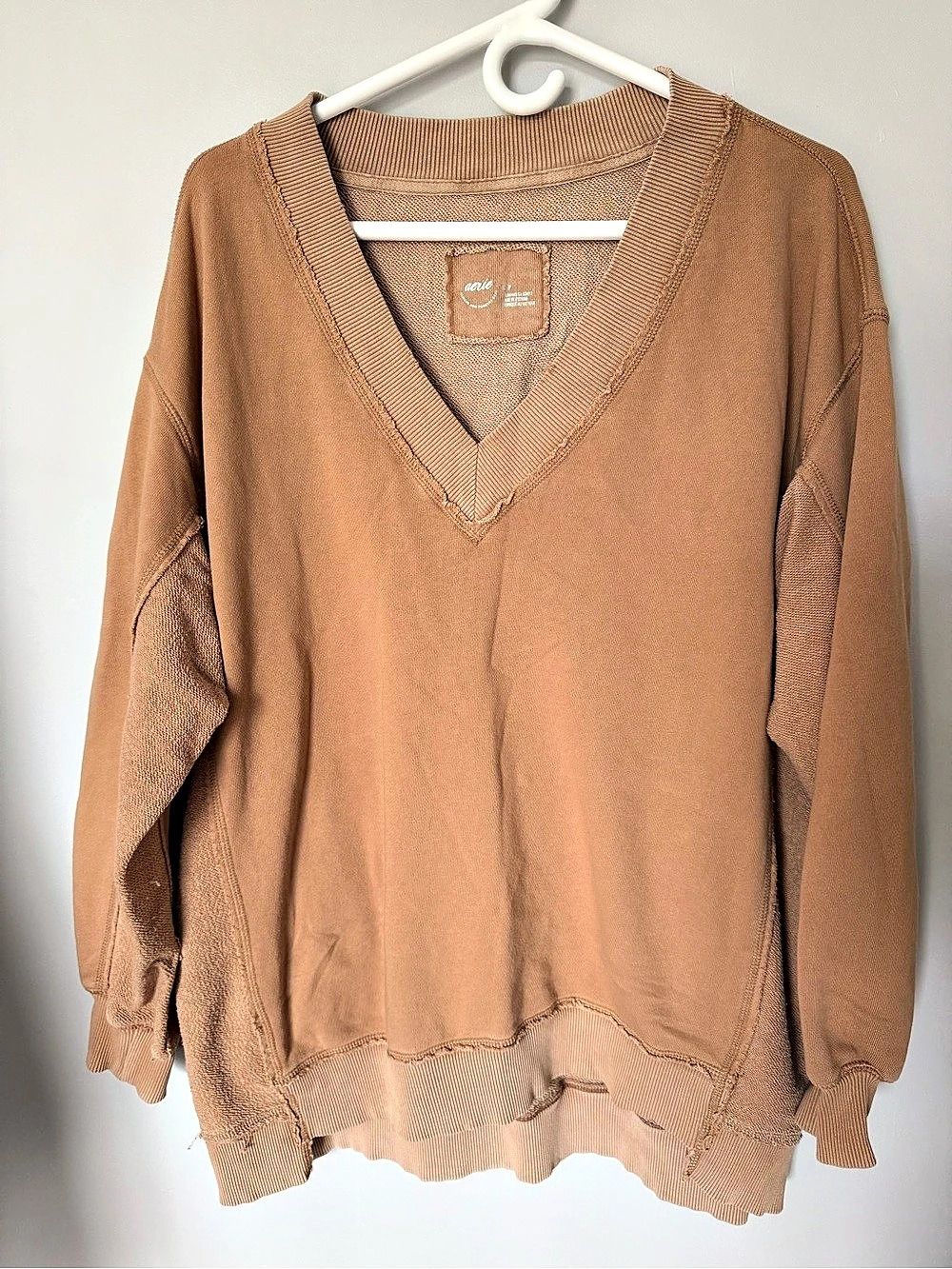 aerie V-Neck Cotton Blend Sweater Size Small Good